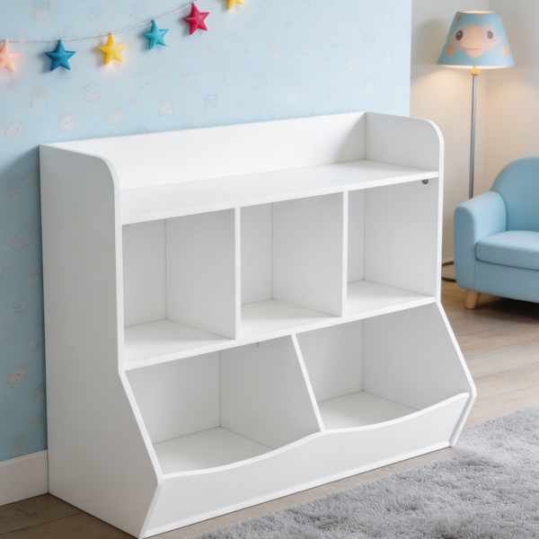 White Kids Multi Shelf Cubby Bookcase Organizer